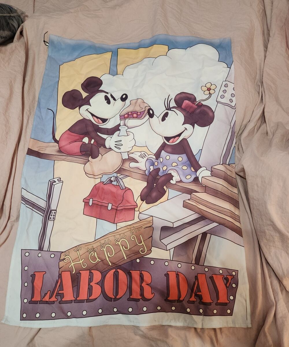 Disney Hamilton Collection Happy Labor Day Flag Banner Mickey Minnie 40" x 28"
